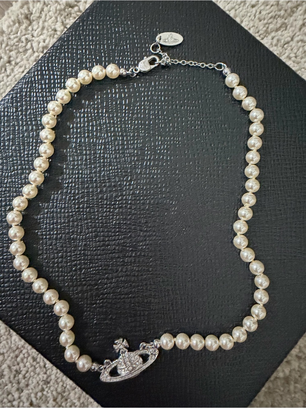 Vivienne Westwood Pearl Necklace with Silver Orb Charm